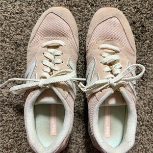 New Balance Women's Light Pink and White Sneakers